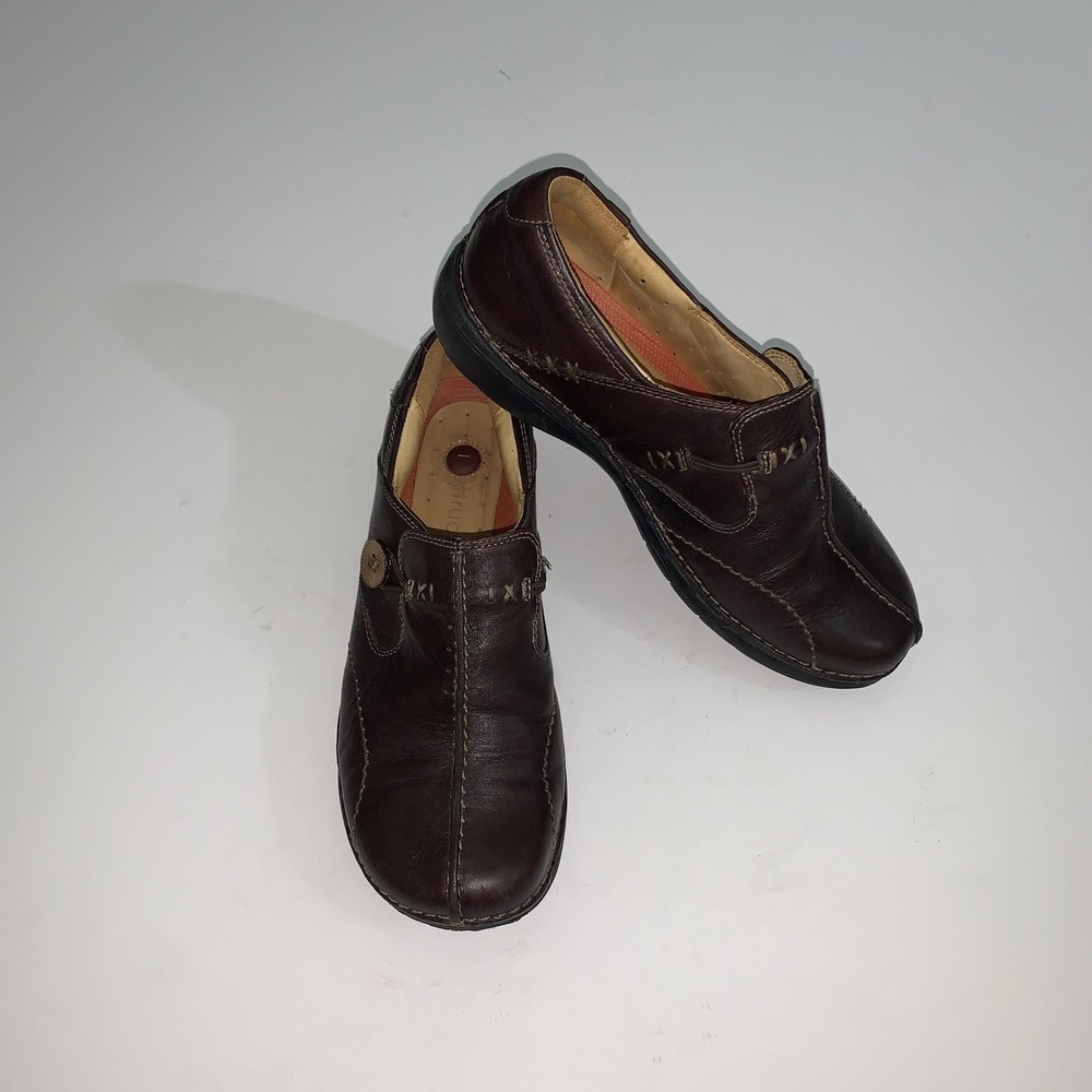 Clarks Unstructured Shoes Womens Size 6 Brown Slip On Comfort Loafers Casual